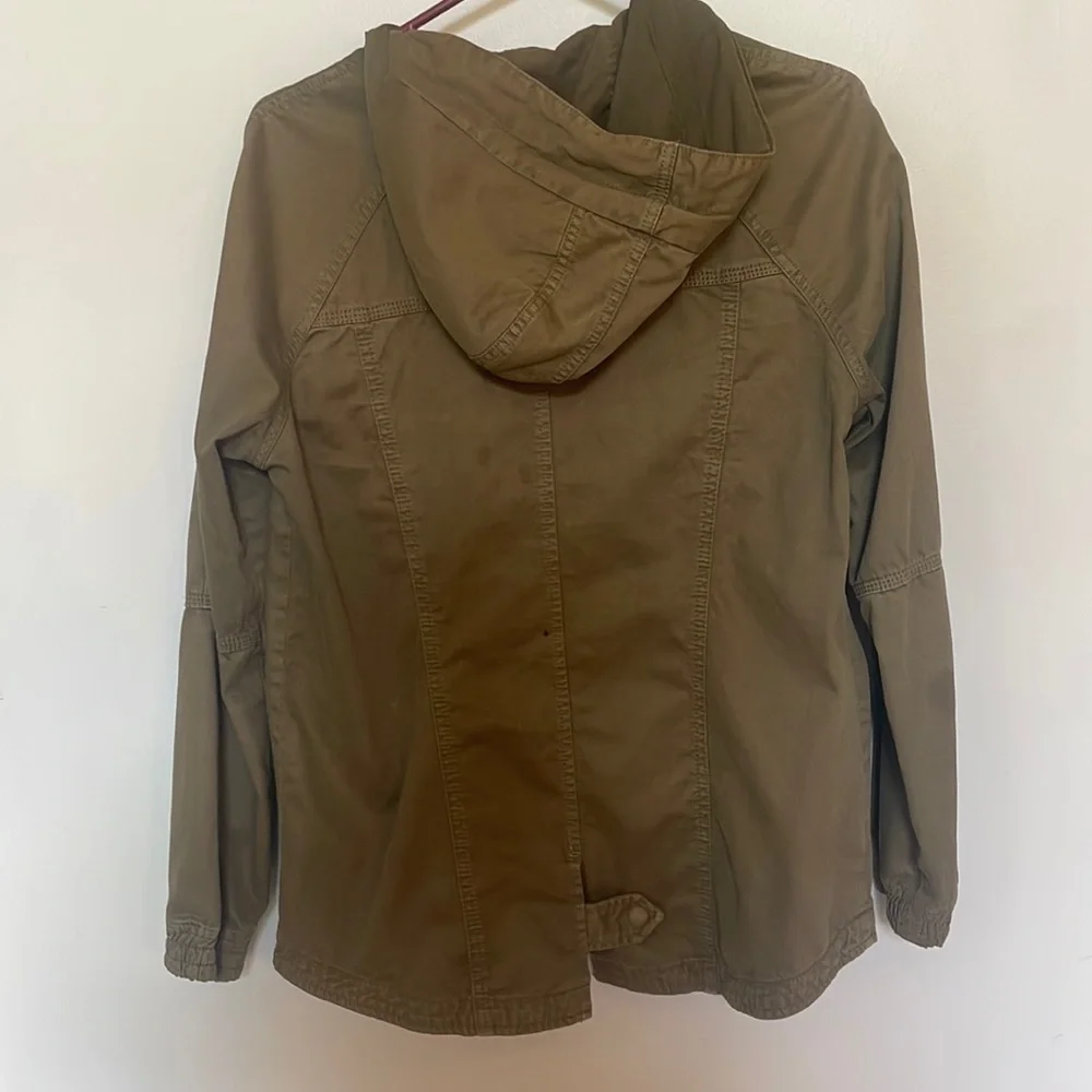 AMERICAN EAGLE OUTFITTERS WOMENS ARMY GREEN OUTDOOR JACKET HOOD - Picture 5 of 8